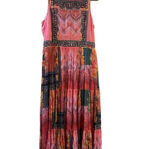 Elegant Pink Patchwork Maxi Dress NWT from Anthropologie